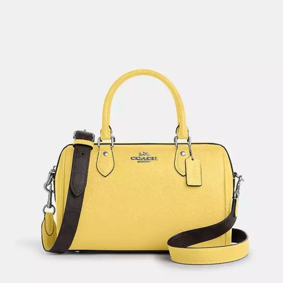 COACH ROWAN SATCHEL BAG WITH SIGNATURE CANVAS STRAP 💛 - Picture 2 of 16